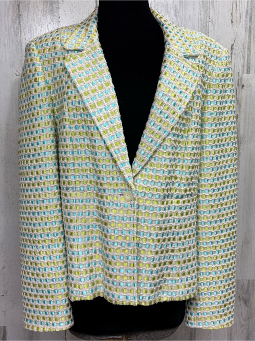 Talbots Vintage Pastel Silk Blend Ribbon Tweed Blazer Jacket